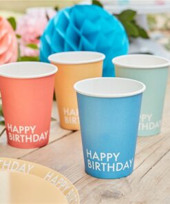 Mix It Up Brights Happy Birthday Eco Paper Cups