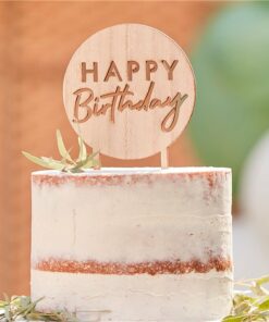 Wooden Happy Birthday Cake Topper