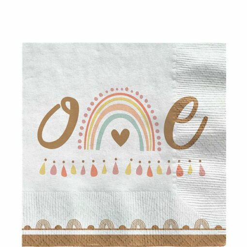 Boho Rainbow 1st Birthday Paper Napkins