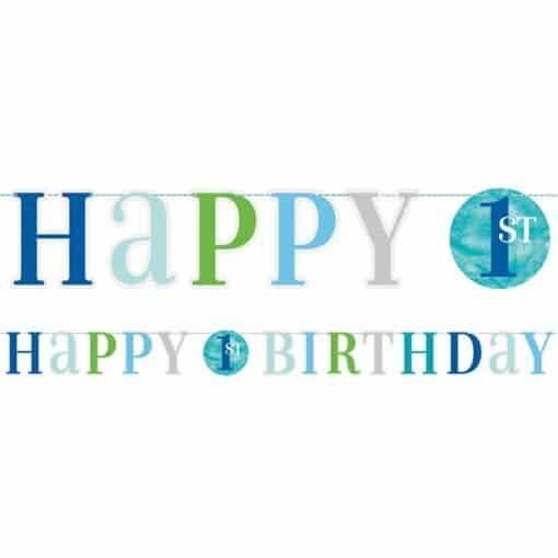 Blue Dots 1st Birthday Banner - 1.8m