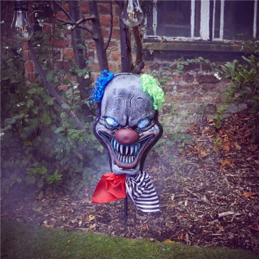 Halloween Light Up Clown Head Stake