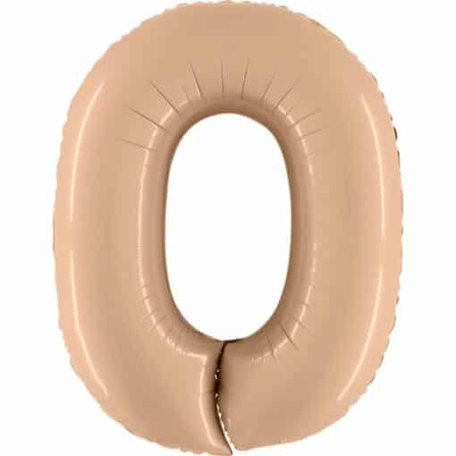 Big Number 0 Nude Beige Foil Balloon