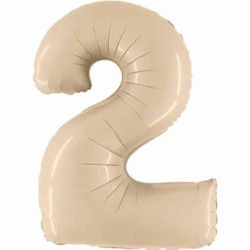 Big Number 2 Neutral Cream Foil Balloon