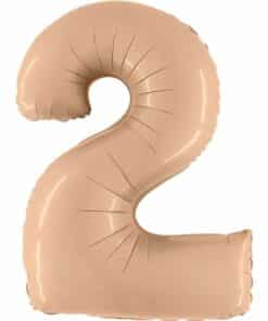 Big Number 2 Nude Beige Foil Balloon