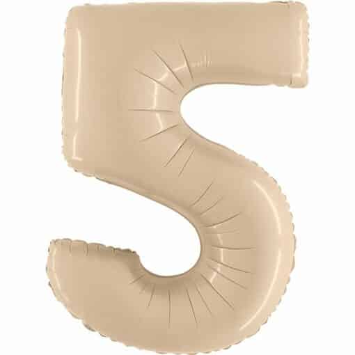 Big Number 5 Neutral Cream Foil Balloon