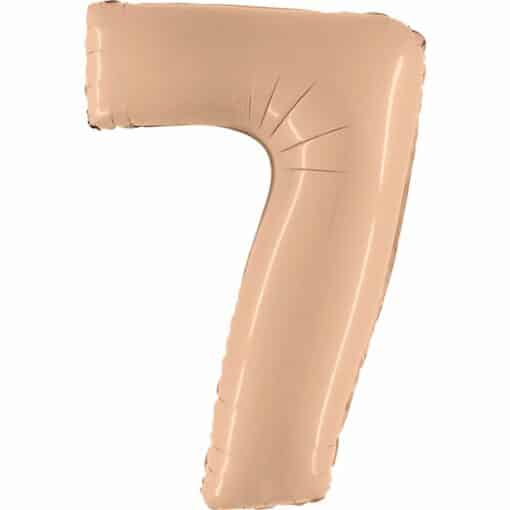 Big Number 7 Nude Beige Foil Balloon