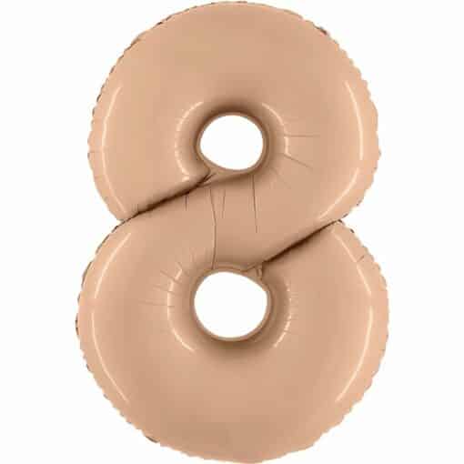 Big Number 8 Nude Beige Foil Balloon