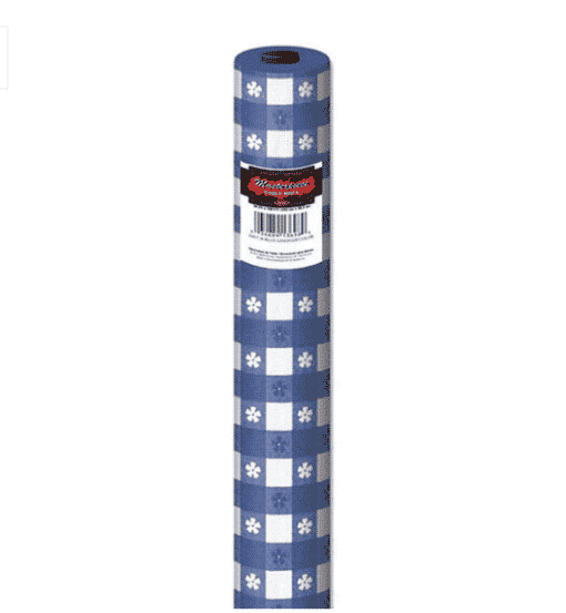 Blue & White Gingham Plastic Table Roll