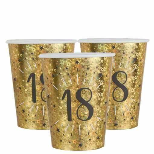 Sparkling Gold 18th Paper Cups