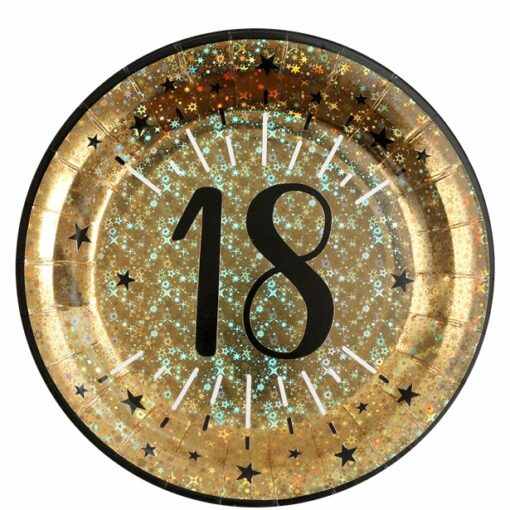 Sparkling Gold 18th Paper Plates