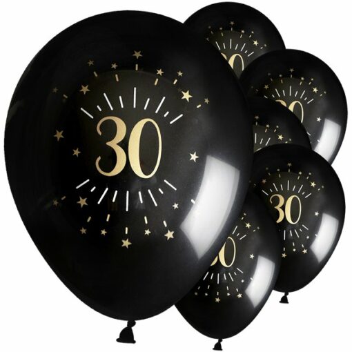 Sparkling Gold 30th Printed Latex Balloon