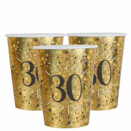 Sparkling Gold 30th Paper Cups