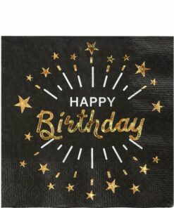 Sparkling Gold Happy Birthday Paper Napkins