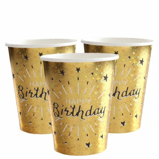 Sparkling Gold Happy Birthday Paper Cups