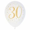 White & Gold Sparkle 30th Balloon