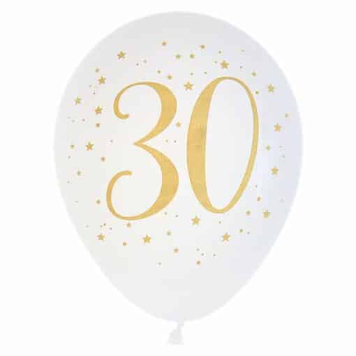 White & Gold Sparkle 30th Balloon