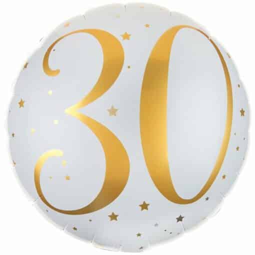 White & Gold Sparkle 30th Foil Balloon