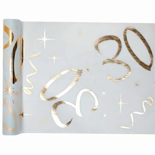 White & Gold Sparkle 30th Table Runner