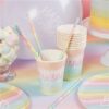 Eco Pastel Rainbow Happy Birthday Paper Cups