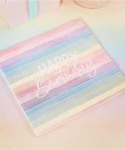 Eco Pastel Rainbow Happy Birthday Paper Napkins