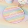 Eco Pastel Rainbow Happy Birthday Paper Plates