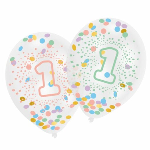 Pastel Rainbow 1st Birthday Confetti Balloons