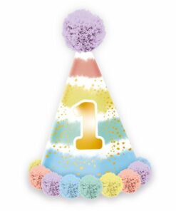 Pastel Rainbow 1st Birthday Party Hat