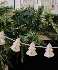 Cream Honeycomb Christmas Trees Garland