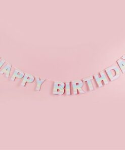 Eco Pastel Rainbow Happy Birthday Banner