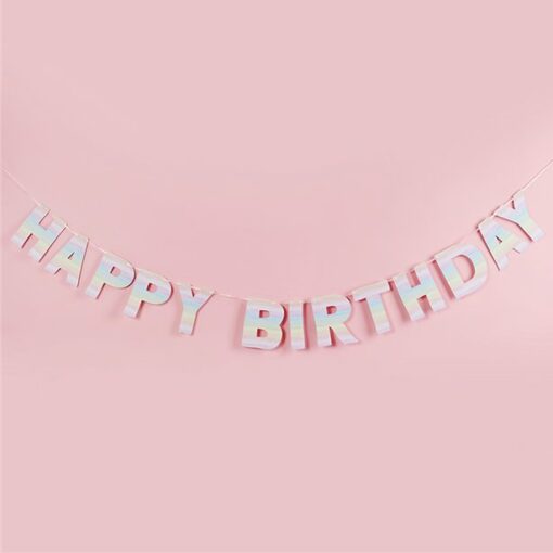 Eco Pastel Rainbow Happy Birthday Banner