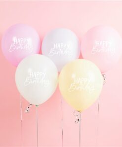 Eco Pastel Rainbow Happy Birthday Latex Balloons