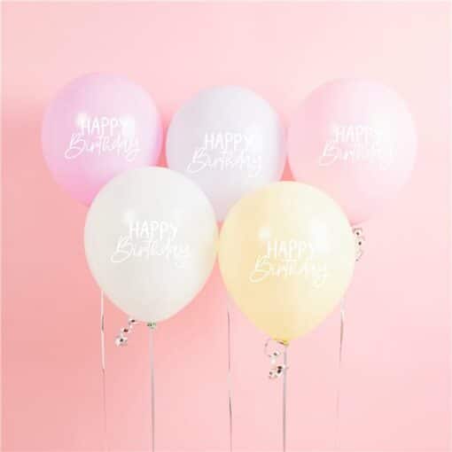 Eco Pastel Rainbow Happy Birthday Latex Balloons