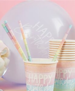 Eco Pastel Rainbow Paper Straws