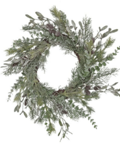 Frosted Pine and Mistletoe Wreath