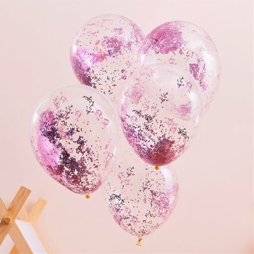 Pink Glitter Latex Balloons