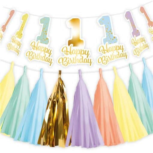 Pastel Rainbow 1st Birthday High Chair Decorations