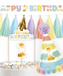 Pastel Rainbow 1st Birthday Party Pack