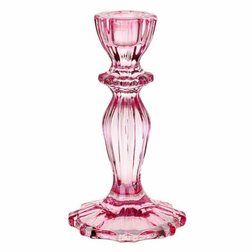 Pink Glass Candle Holder