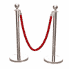 VIP Queue Barrier Set, Polished Stainless Steel Queue Posts - Red Rope