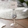 Silver Glitter Filled Wine Glass Place Card Holders