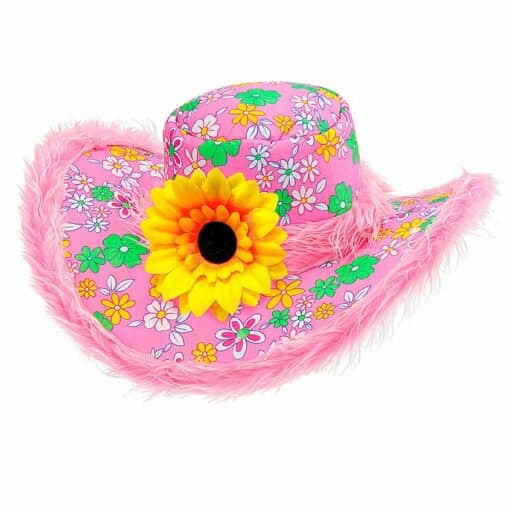 Floral Pink Hat with Sunflower