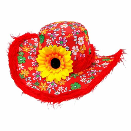 Floral Red Hat with Sunflower