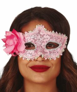 Pink Masquerade Mask with Flowers