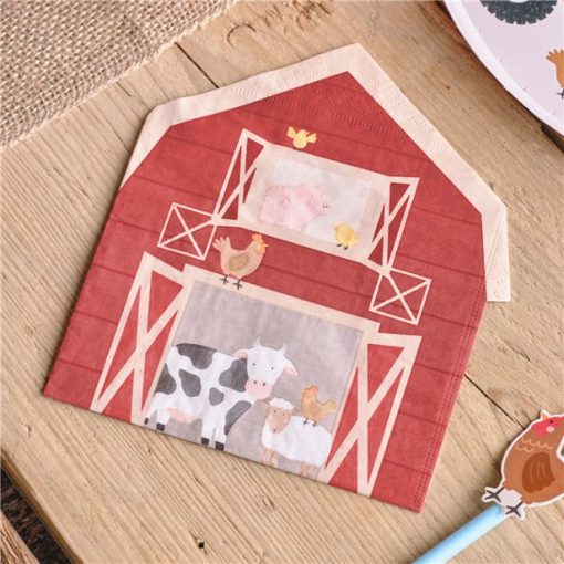 Barn Shaped Farm Paper Party Napkins