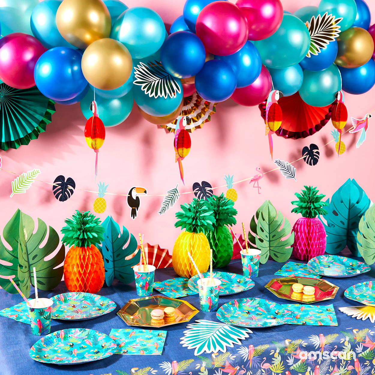 Tropicana Party Ideas, Tropical Themed Paper Plates, Cups & napkins