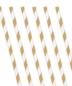 Gold Stripe Paper Straws