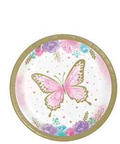 Butterfly Shimmer Paper Dessert Plates