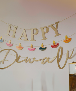 Gold Happy Diwali Paper Banner