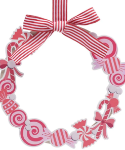 Wooden Christmas Candy Hanging Wreath