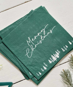 Green Merry Christmas Paper Napkins